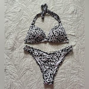 PINK Victoria's Secret Black and White Floral Bikini